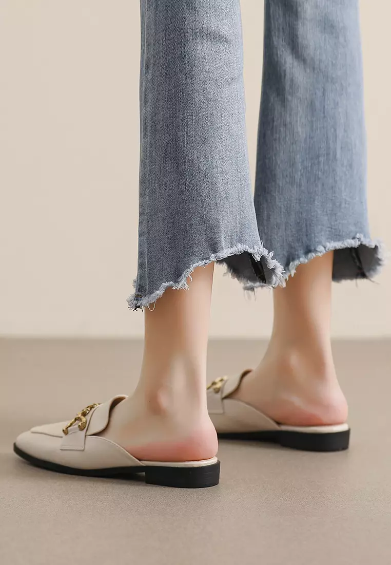 Horsebit Synthetic Leather Mules WW340-8