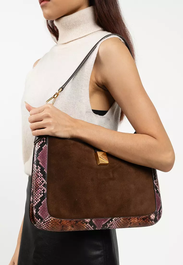 Deco Snake Embossed Hobo Bag