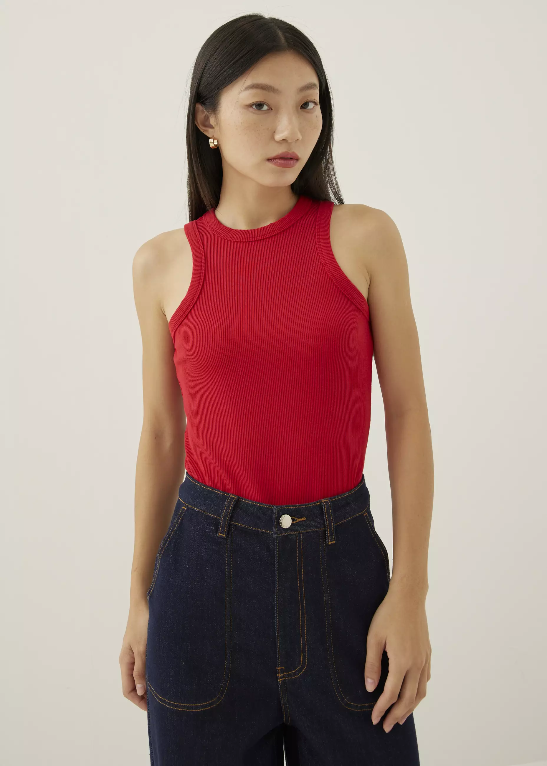 Atasan Wanita - Sevyn Ribbed Racer Tank Top