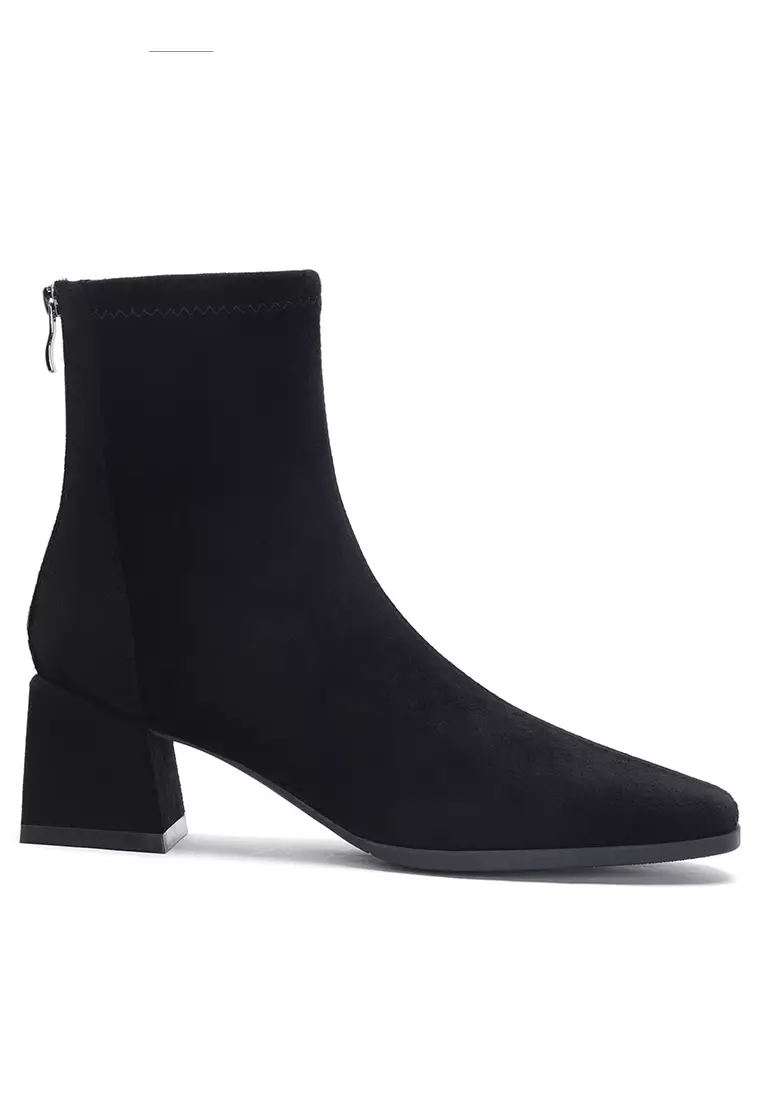 Discount on Twenty Eight Shoes  shoes - SKU: 5.5CM Square Toe Suede Fabric Ankle Boots 2156-3