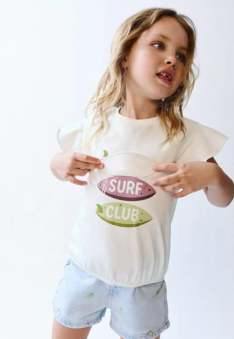 Ruffled Printed T-Shirt