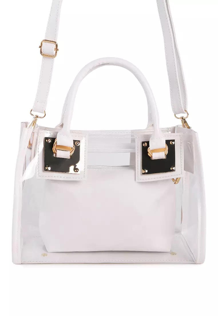 White deals transparent bag