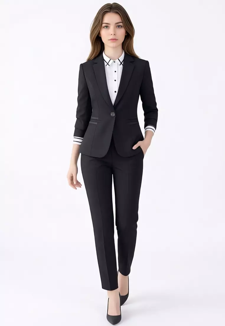 Single Button Slim Suit Blazer