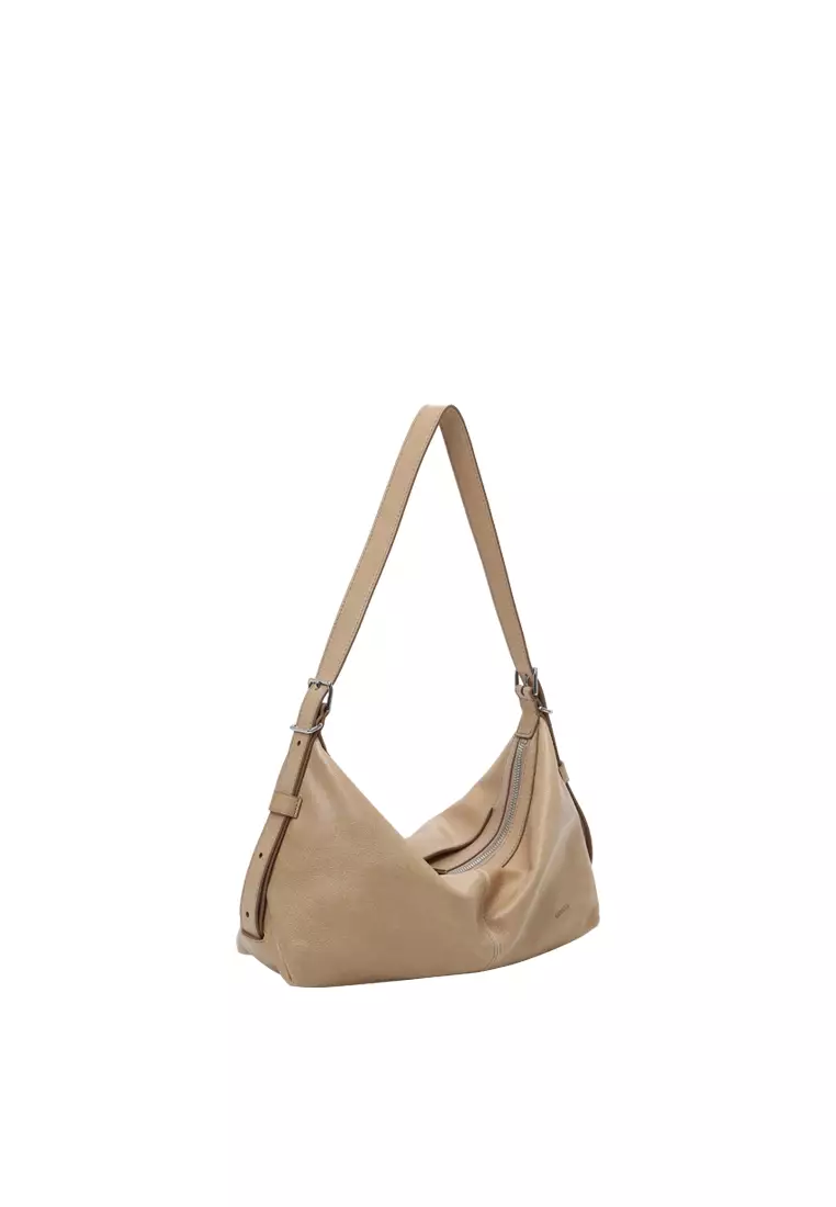 ALLEGRA Demi Hobo 單肩袋 - 復古油蠟奶沙色