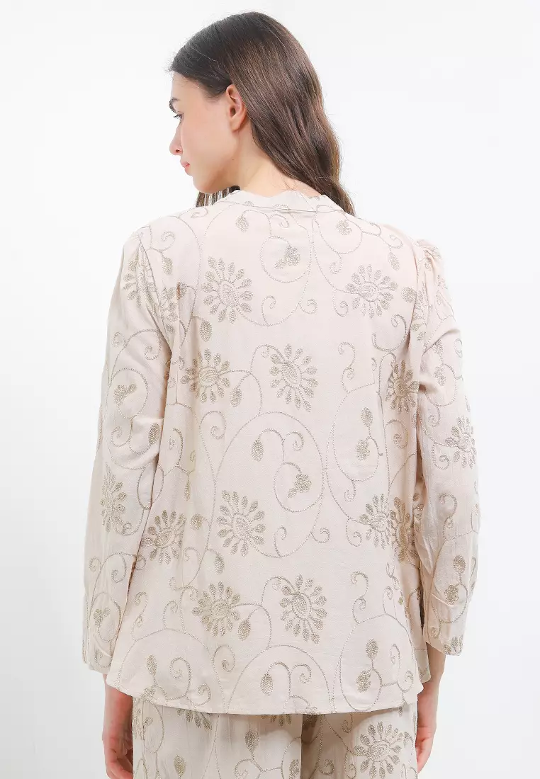 L/S Gold Emb Blouse