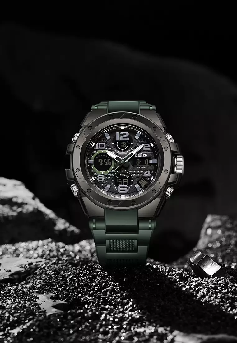 Jam Tangan Pria Anti Air Digital Analog Olahraga Bercahaya Multifungsi Tali Silikon Jam Tangan Cowok Original hijau