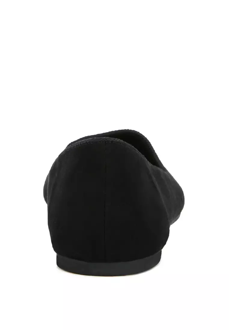 Black Microfiber Casual Ballerinas