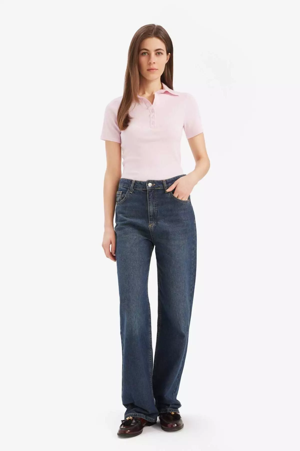 Slim Fit Slim Fit Polo Neck Ribbed Camisole Short Sleeve T-Shirt C6249Ax25Sp