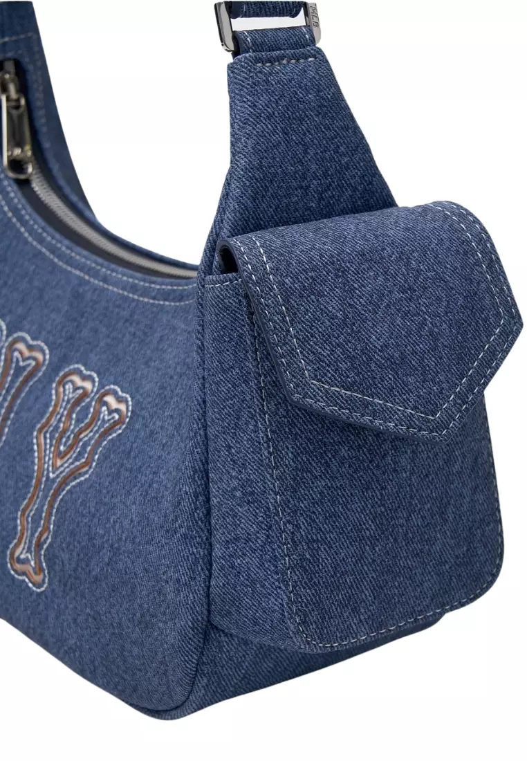 ☆MLB Korea☆ Vintage Lettering Denim Shopper Bag NY Indigo MLB KOREA Vintage Lettering Shopper Bag New York Yankees