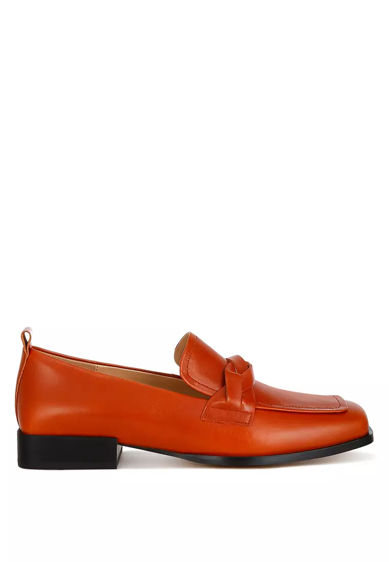 Discount on Rag & Co.  shoes - SKU: Cognac Soft Faux Leather Braided Loafers