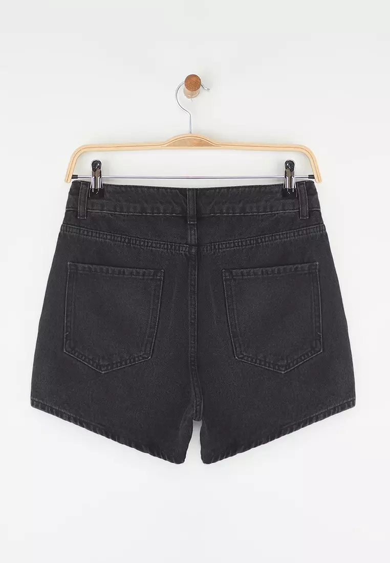 Black High Waist City Boy Denim Shorts Twoss25Sr00178