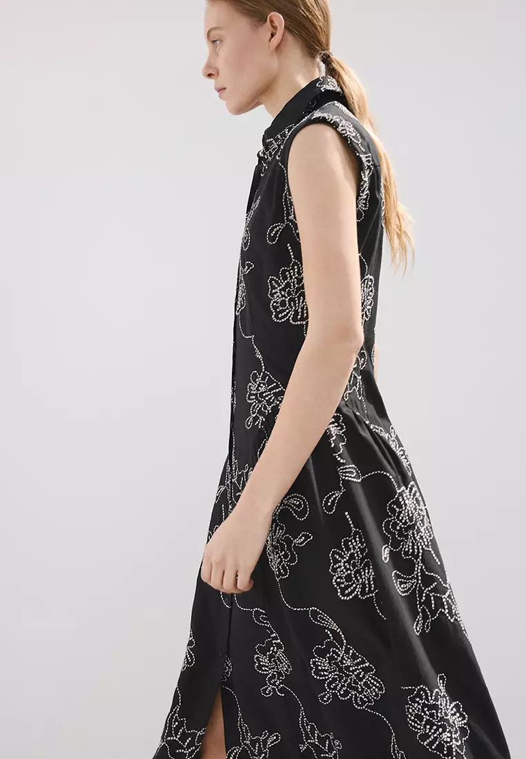 Embroidered Floral Shirt Dress