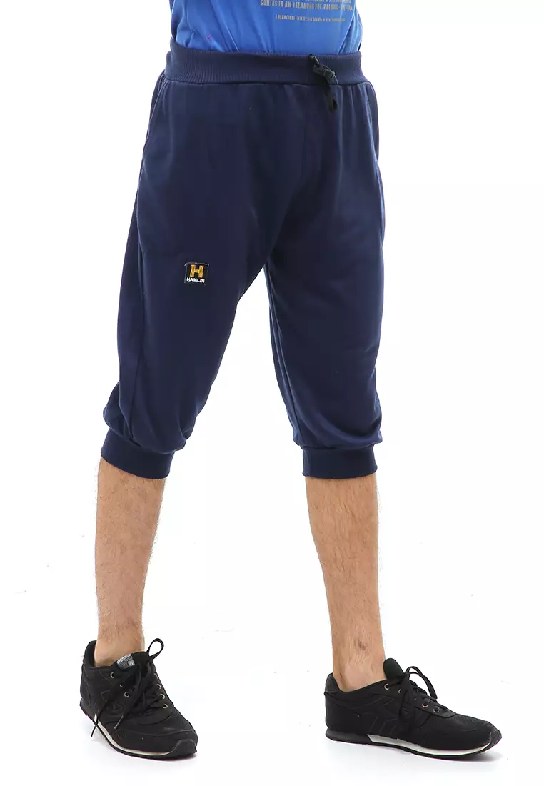 Rishham Short Pants Celana Jogger Pendek Pria Trackpants Material Baby Terry ORIGINAL - Blue