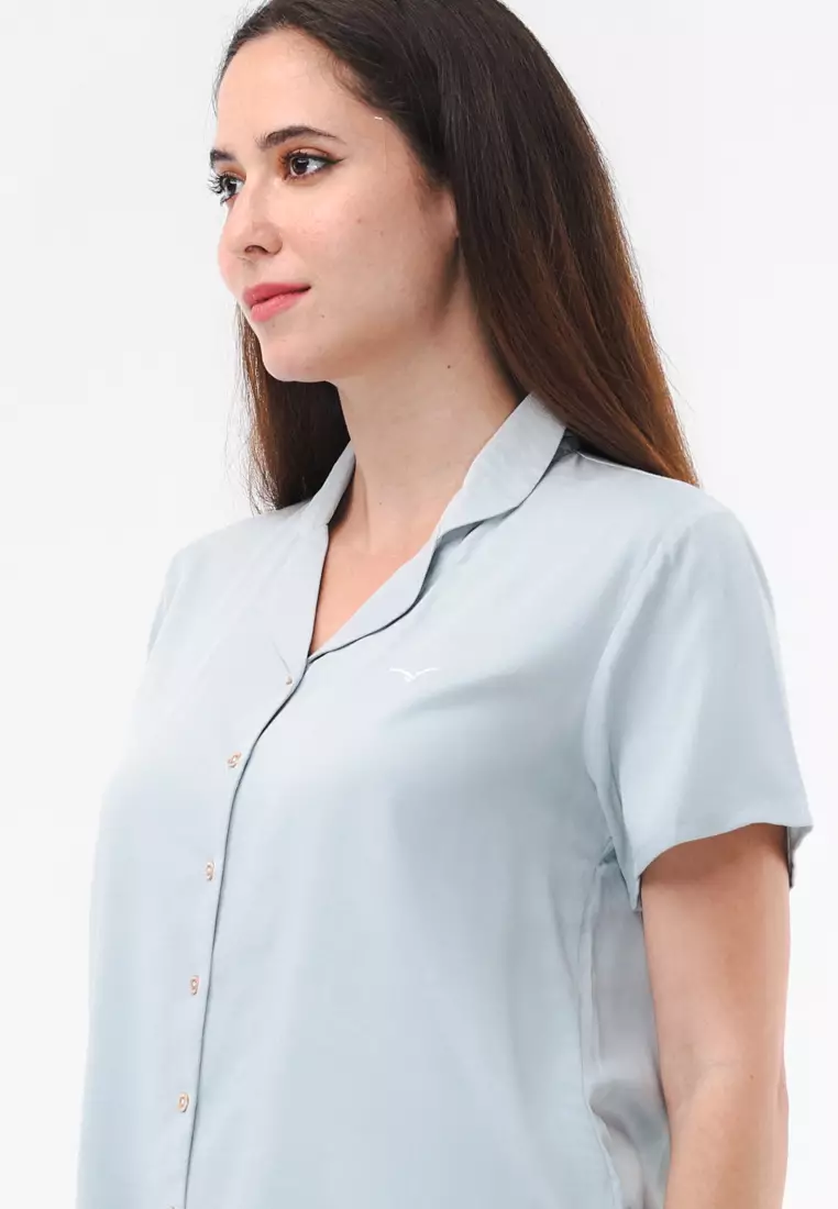 Plain Single Bold Twill Short Sleeve Blouse