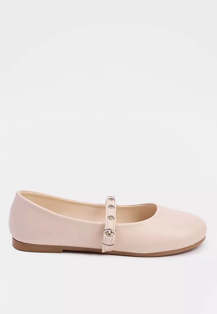 Trendyol Cream Accessory Tape Detailed Big/Small Girls Kids Mary Jane Ballerina Takaw26Be00001