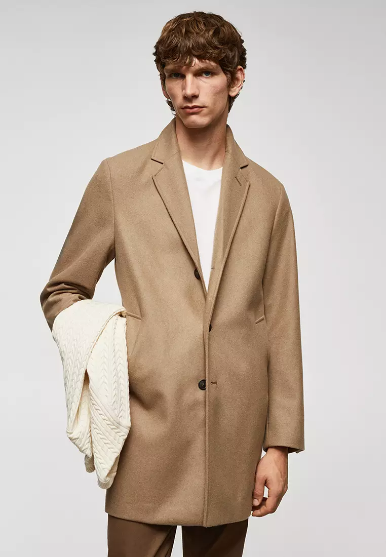 Men's tan wool overcoat sales