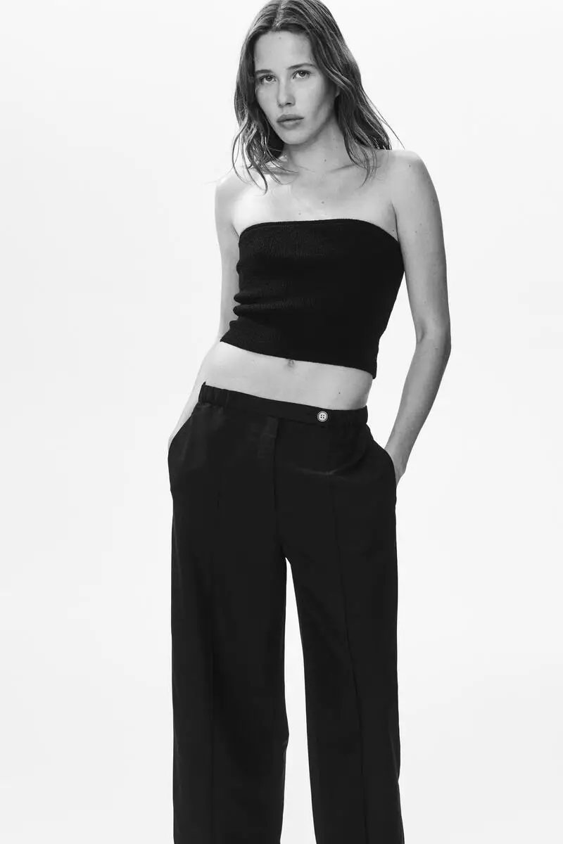 Linen-blend barrel trousers