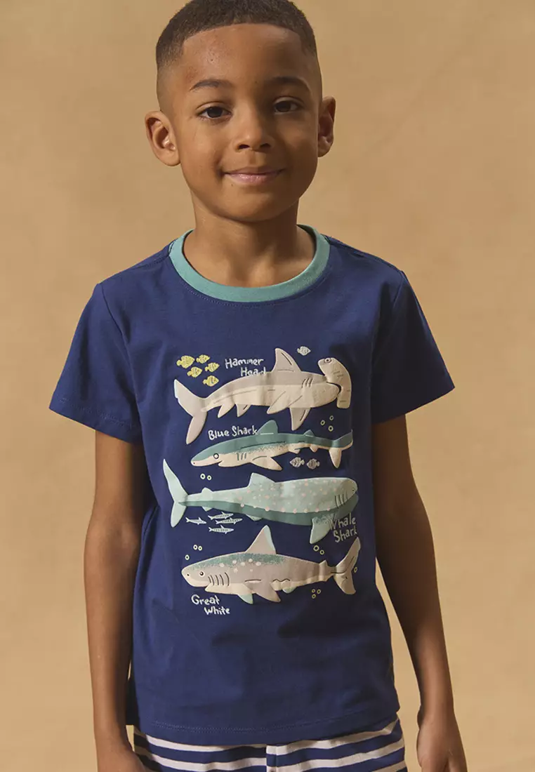 Blue Shark T-Shirt And Shorts Set