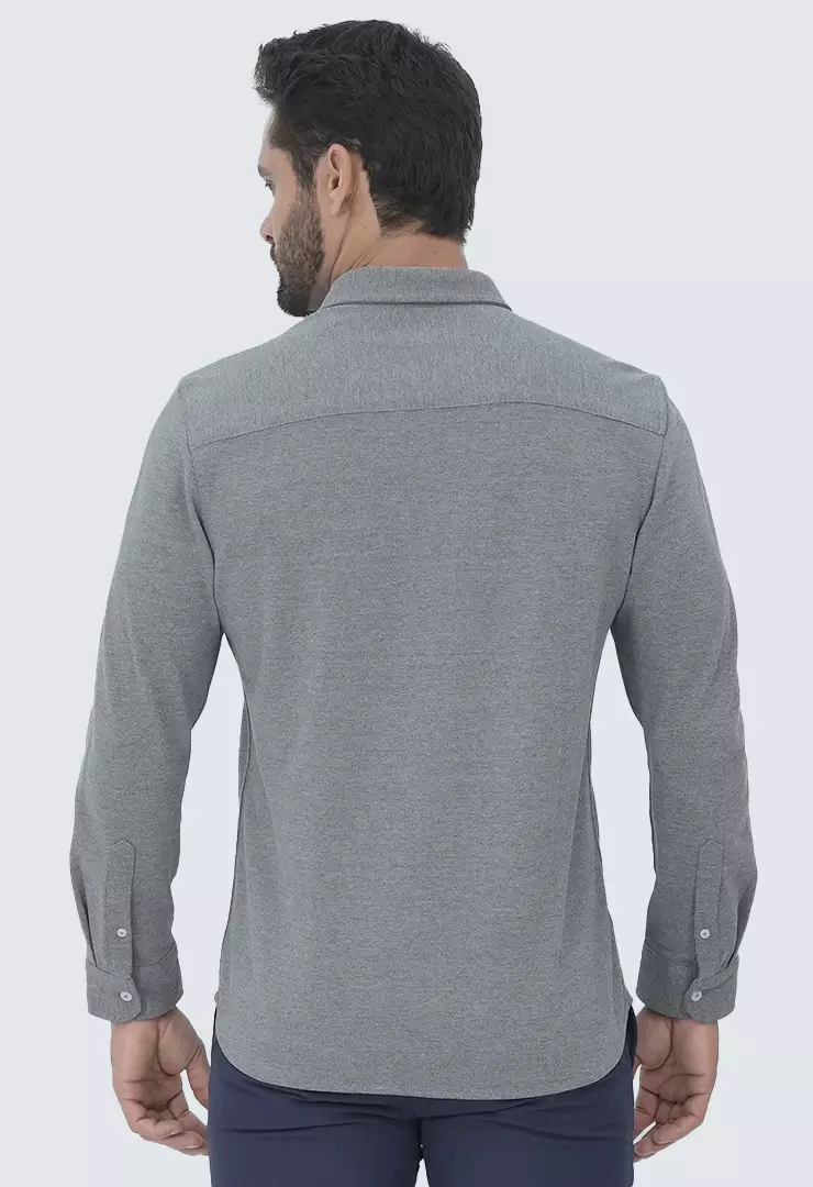 Johnwin - Kemeja Formal Pria - Model Basic - Katun Knitting - Lengan Panjang - Slim Fit - Milan Collection