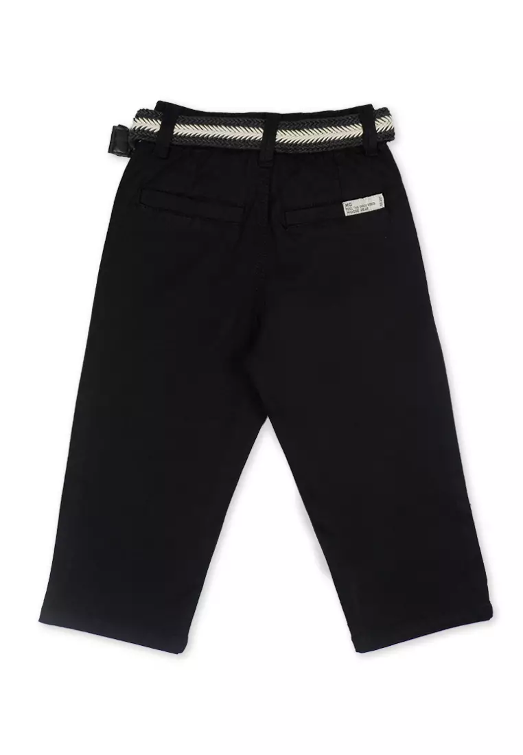 Boys Gartered Twill Long Pants with Braided Belt