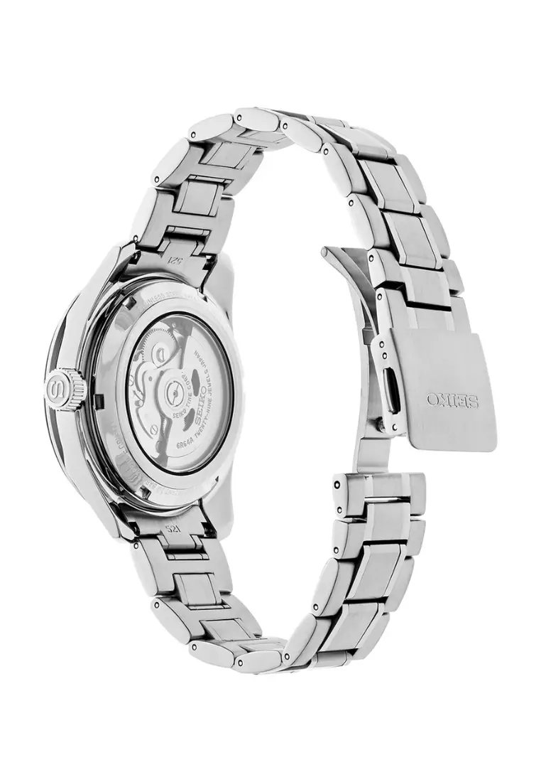 Seiko Presage Sharp Edged Series GMT Black Dial Power Reserve Indicator Automatic Watch SPB221J1