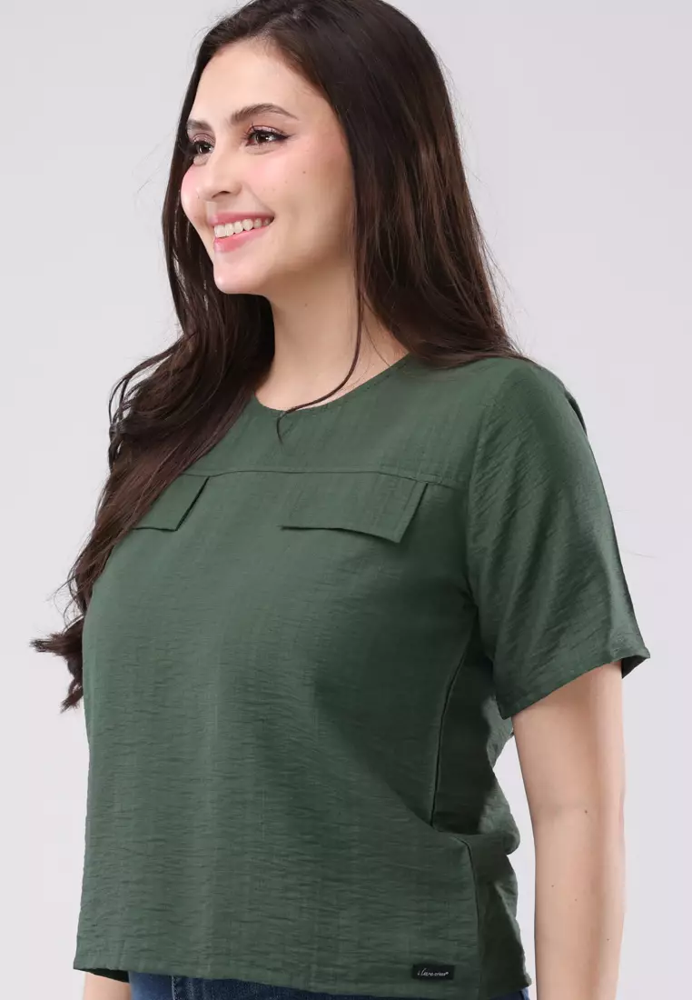 Slub Linen Woven Short Sleeves Blouse