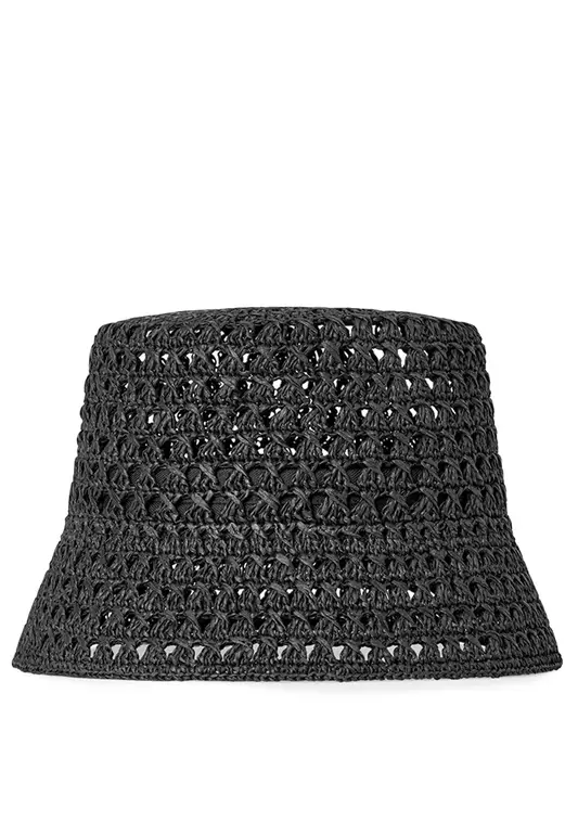 Open-Weave Straw Bucket Hat