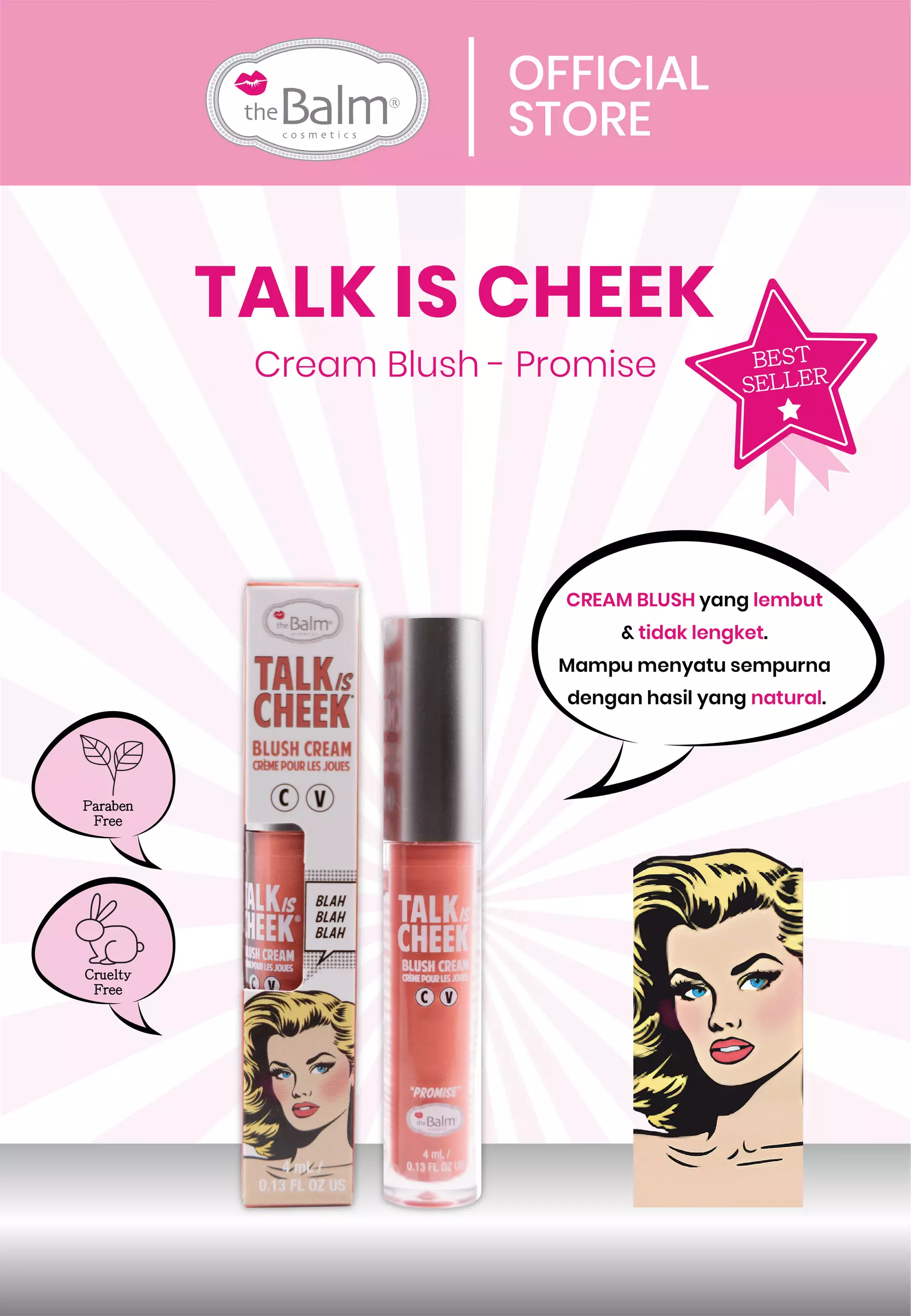 theBalm Talk Is Cheek Cream Blush - Promise