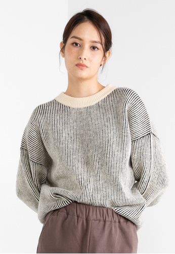 niko and ... black Washable color combination single ridge knit pullover 9CD74AAC8AECF4GS_1