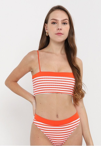 Billabong orange Suns Out Stripe Bandeau Bikini Top CEA1AUS595D9D5GS_1