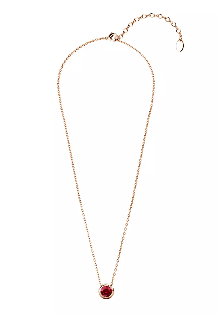 Birth Stone Moon Pendant January Garnet RG - Kalung Crystal Swarovski by Her Jewellery