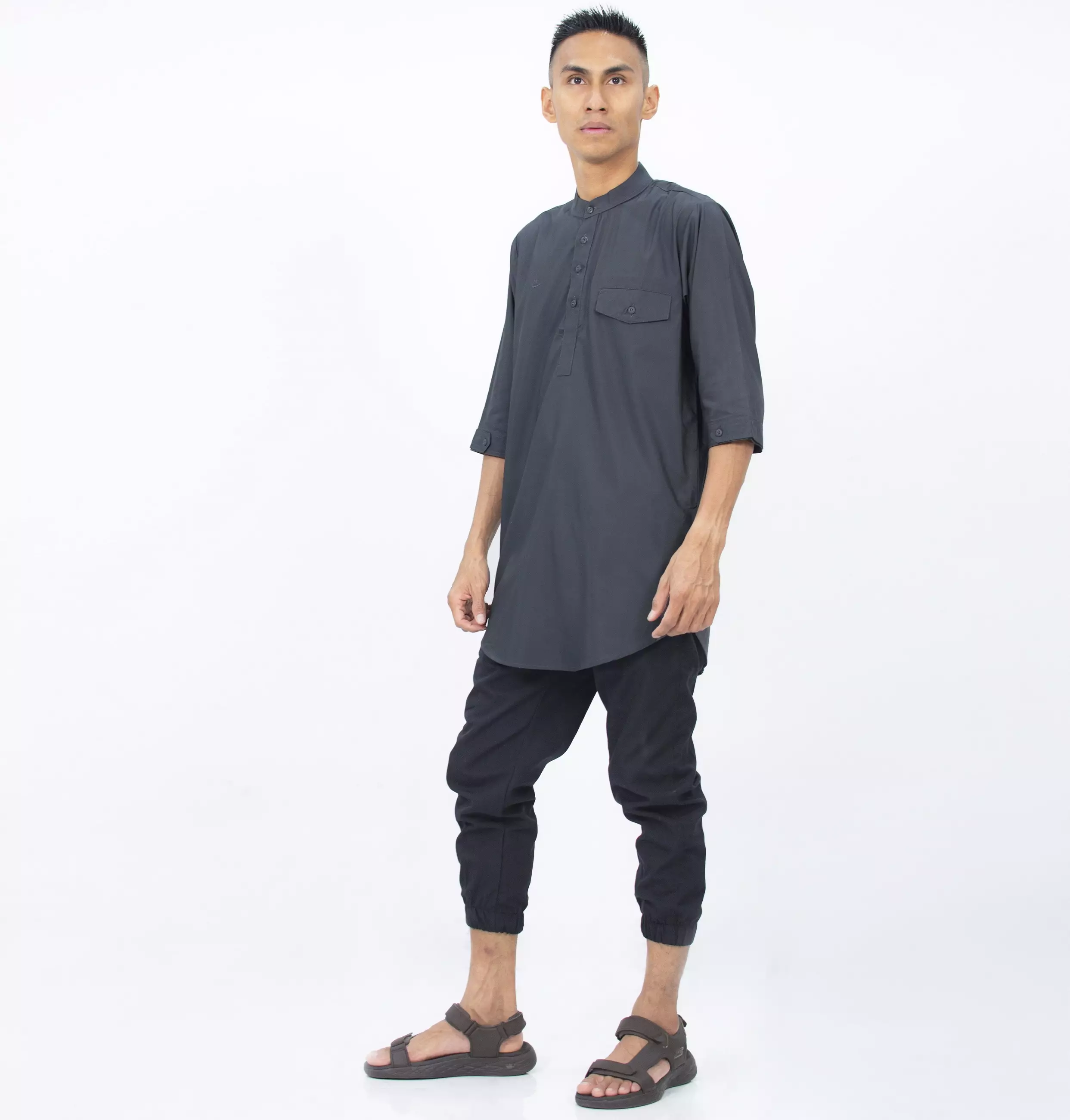 AMMAR Baju Koko Kurta Pakistan Busana Muslim Pria Fashion Muslim Pria Kurta Pria Kemeja Koko - ABU TUA