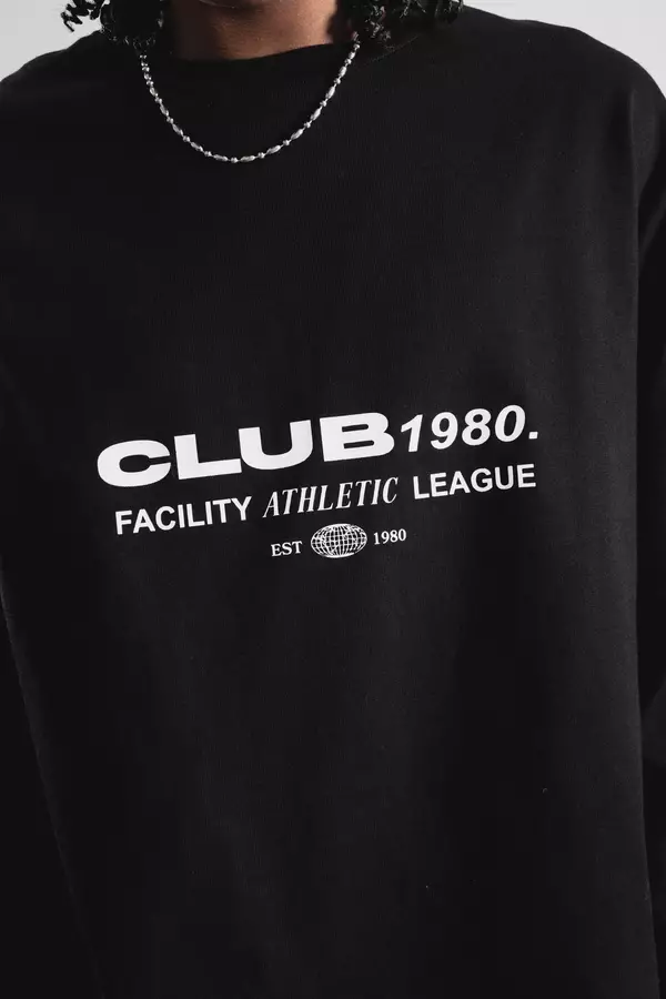 FACILITY Baseball Collection - Jillian Crewneck Graphic Heavyweight - Black