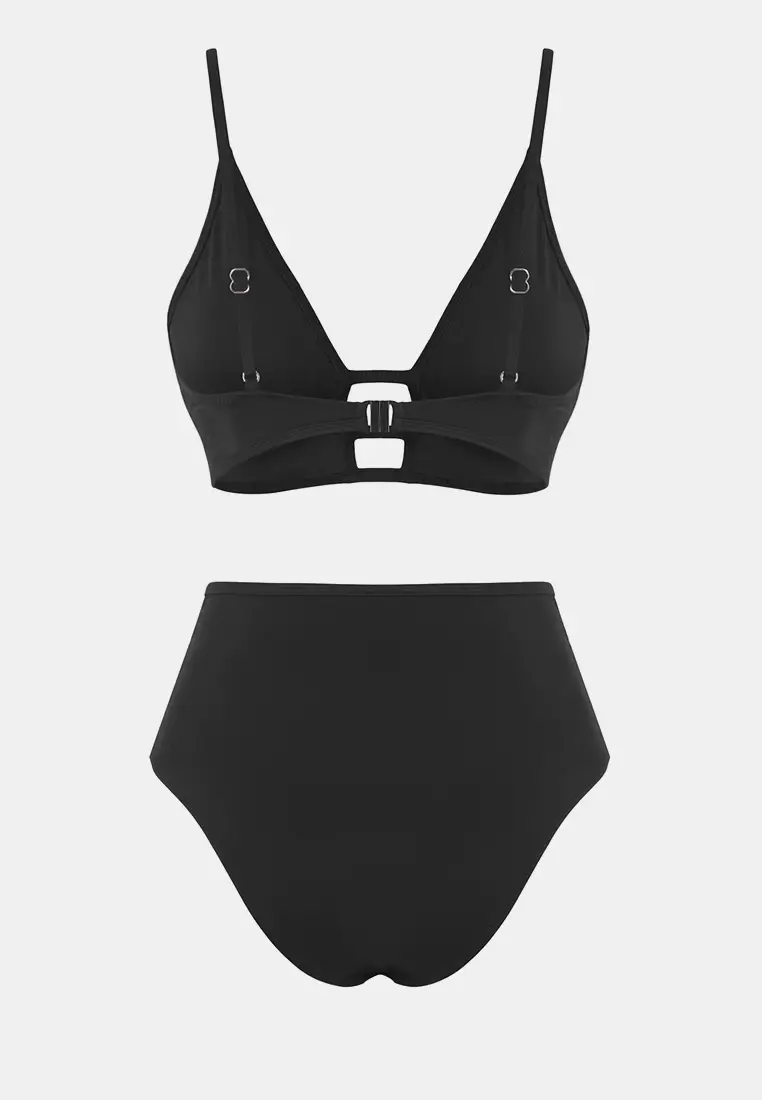 Black Triangle High Waist Regular Bikini Set Tbess25Bt00170