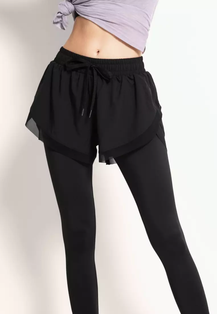 Buy HAPPY FRIDAYS Sport Yoga Shorts Over Tights DSG888 in Black