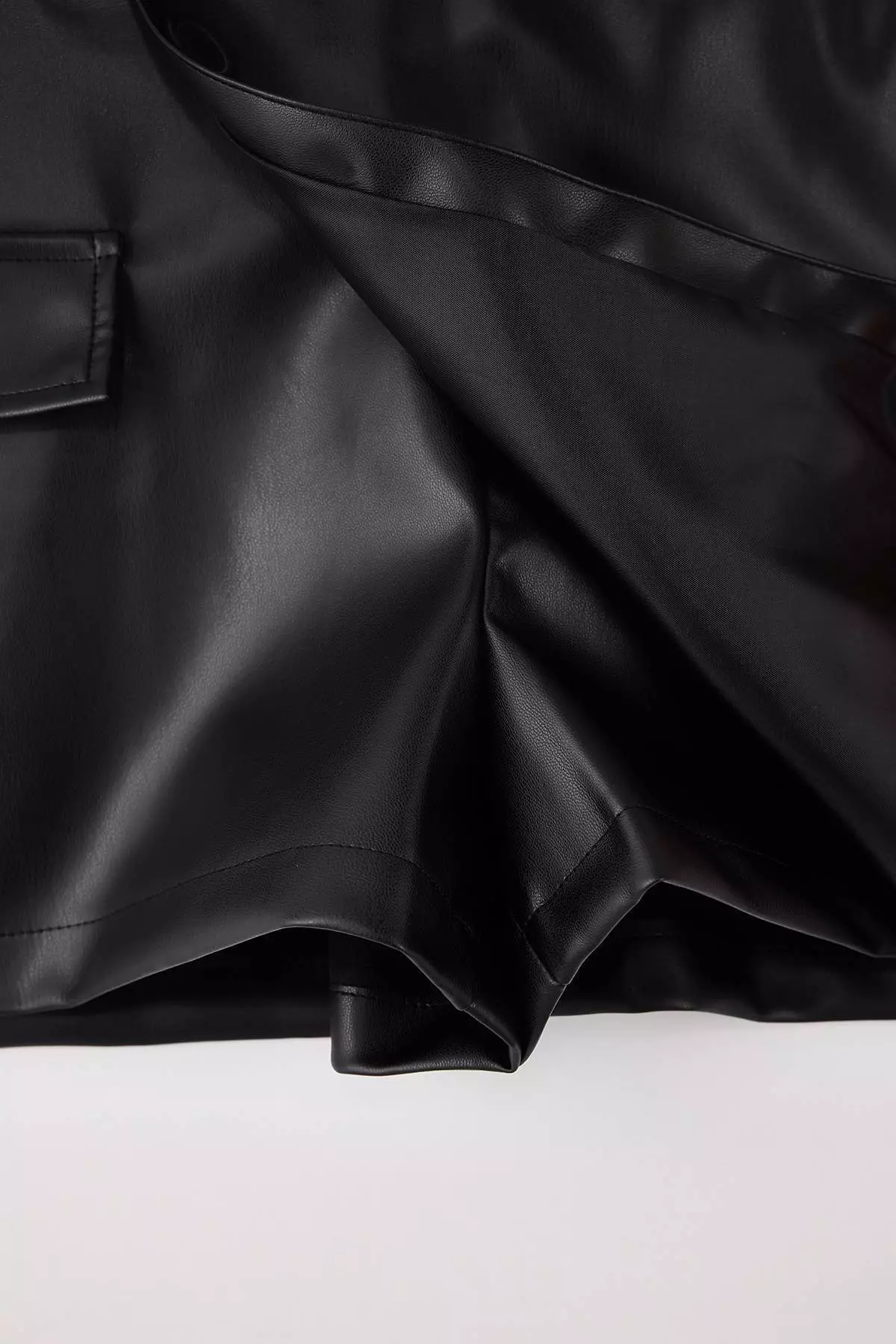 Black Faux Leather Mini Double-Breasted Short Skirt Twoss26Sr12