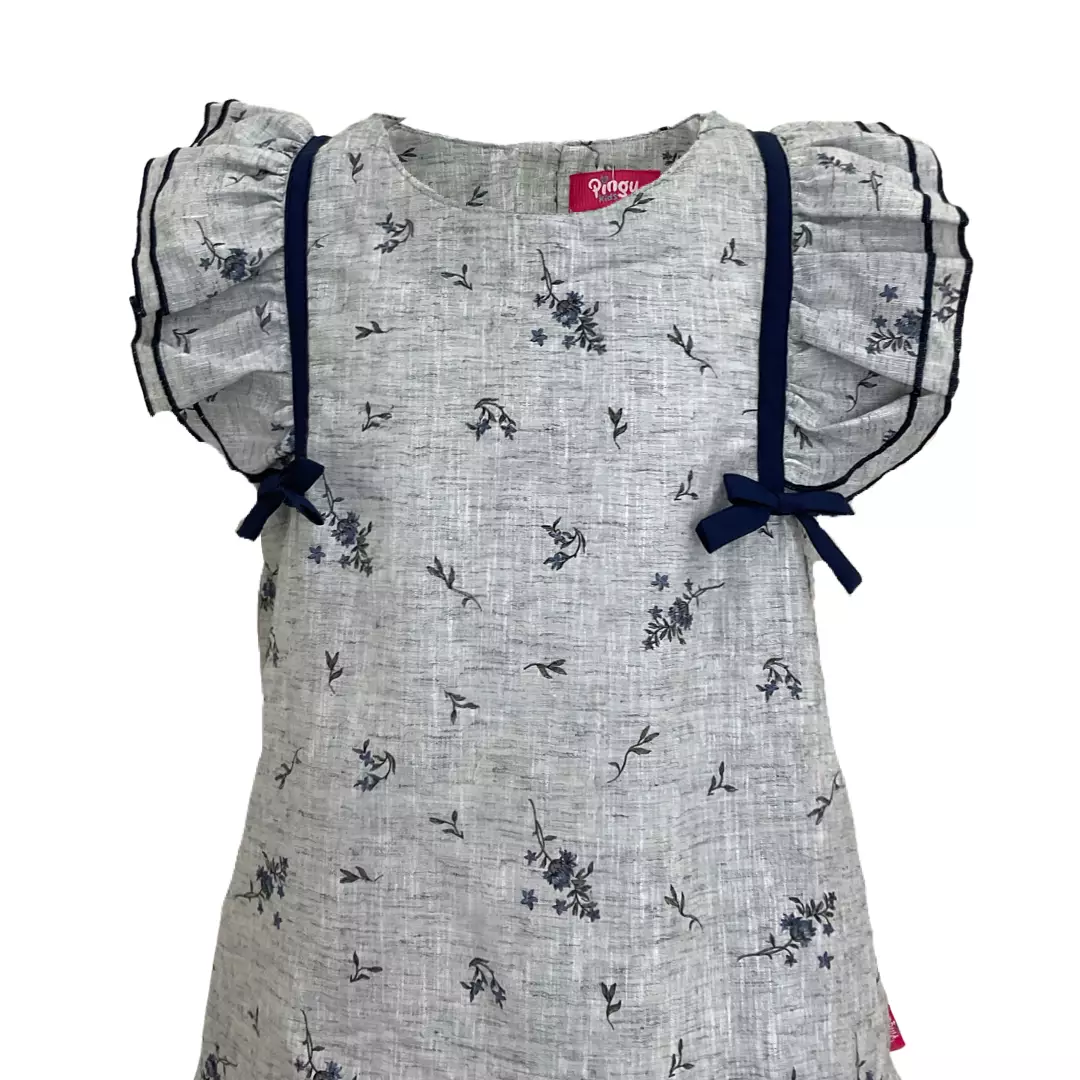 Pingu Dress Anak Perempuan Printing Flower Pendek Abu Muda 90500334G