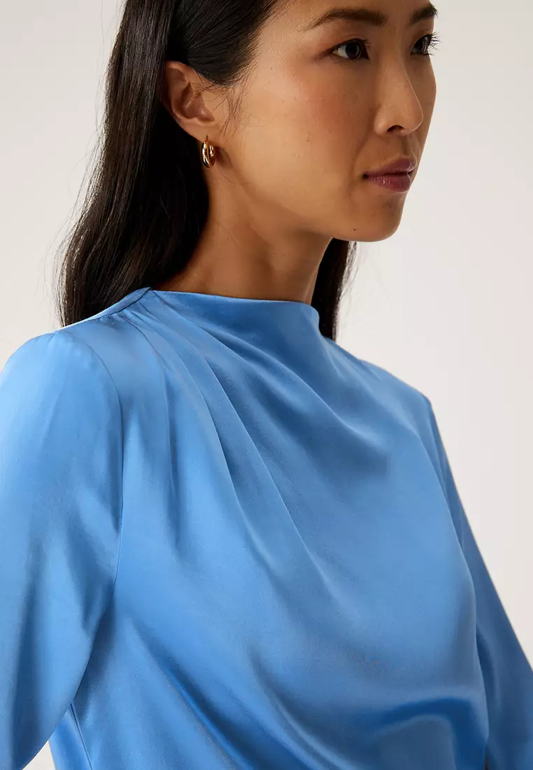 High Neck Pintuck Long Sleeve Top