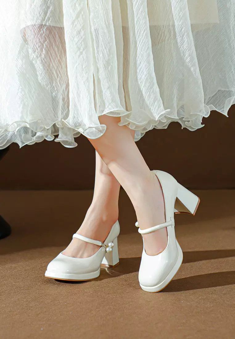 7CM Pearl Strap Mary Jane Shoes BY2465-22