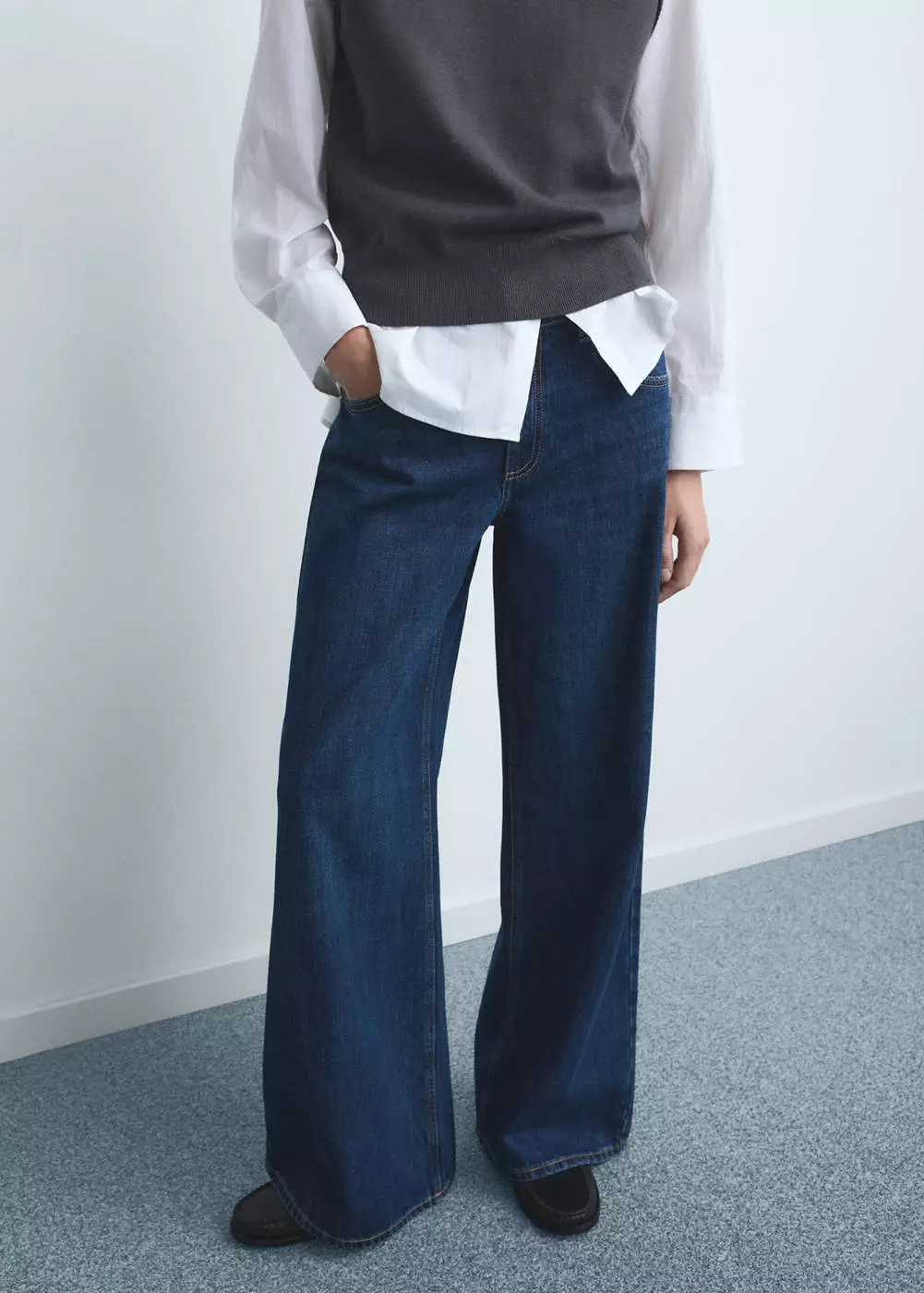 Jeans wide leg low-rise