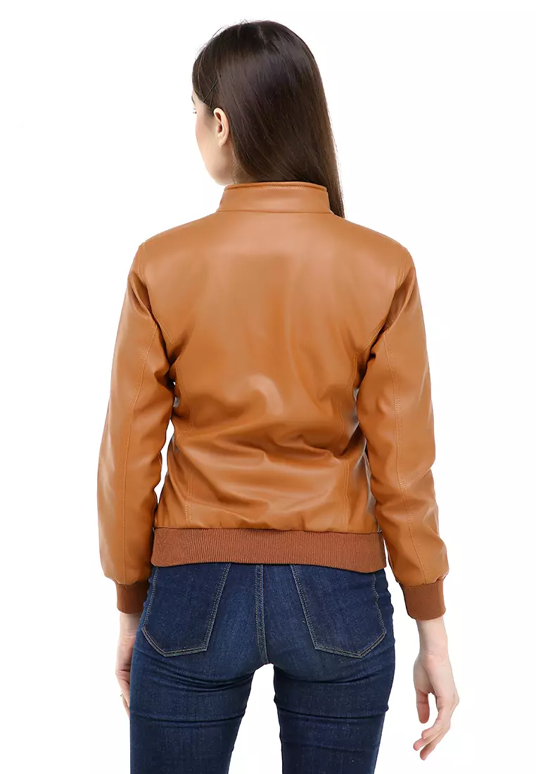 Hardwin Jaket Wanita Casual Longsleeve Jacket Outer Material Kulit Leather ORIGINAL