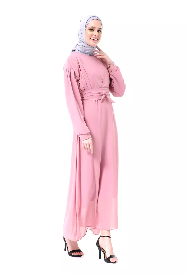 Alika Gamis Dress Long Sleeve Wanita Muslimah High Quality Premium - Dusty