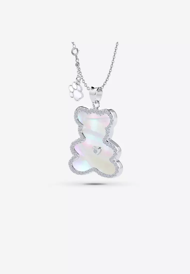 Vinstella Luvis Bear – Mother Of Pearl with Quartz Diamond (Silver)