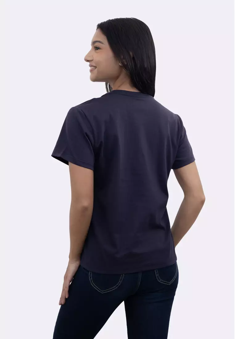Ladies Navy Blue Round Neck T-Shirt