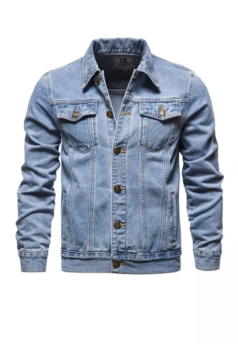 Mens skinny denim on sale jacket