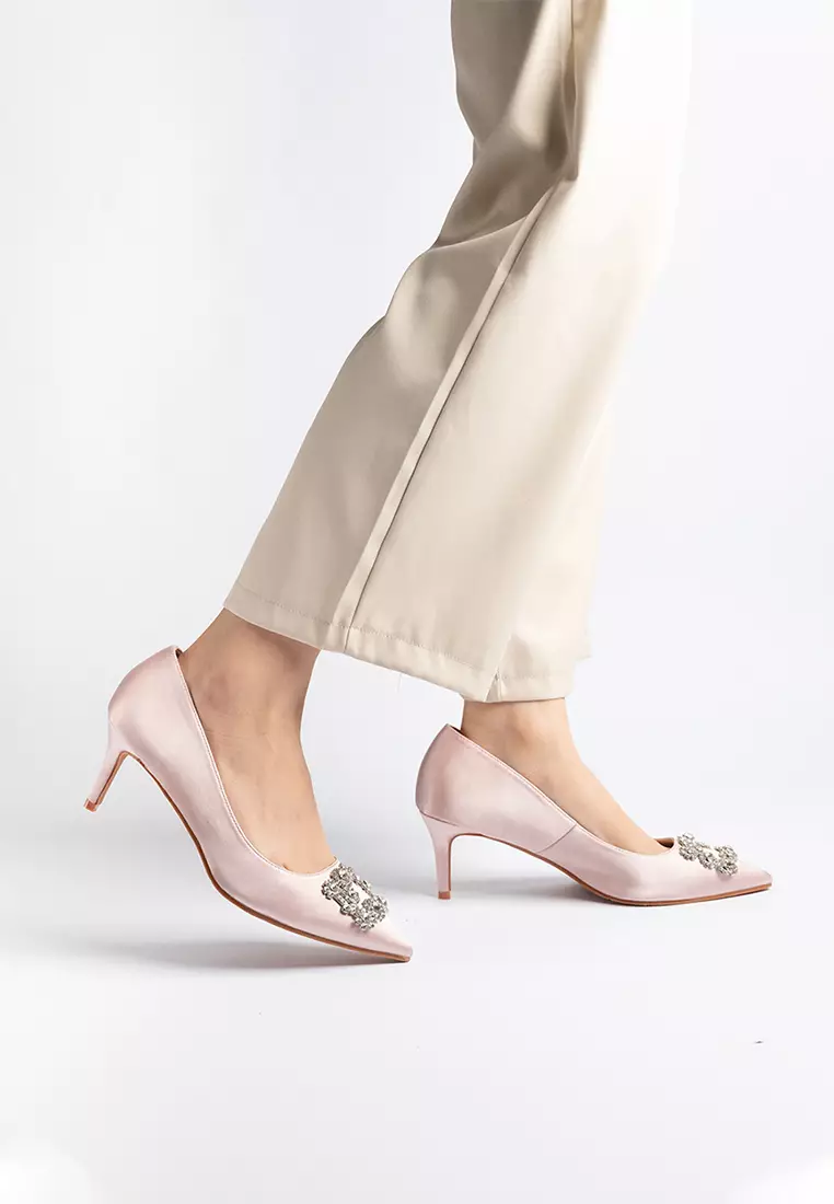Joy Satin Rhinestone Heels
