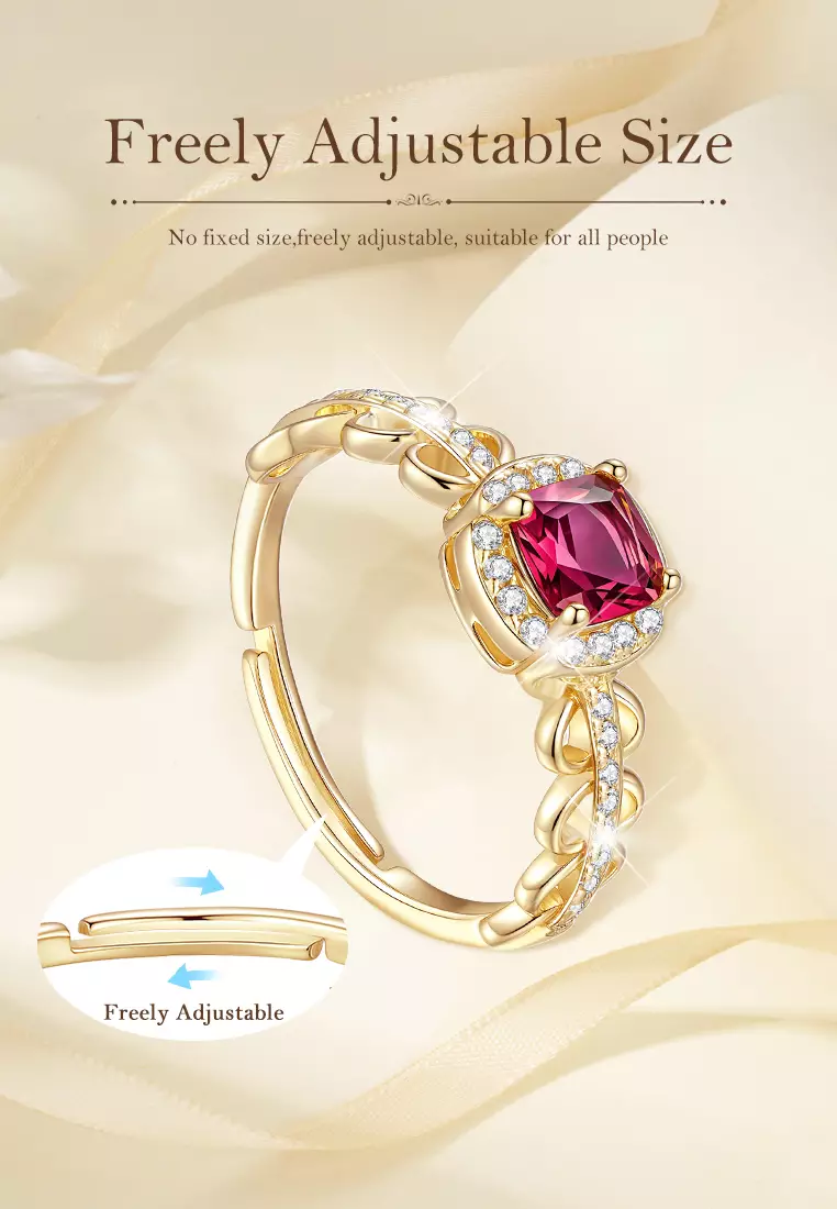 Cincin Wanita Berlian Batu Permata berwarna merah muda Korea Fashion Cewek Tunangan Rings Anti Pudar