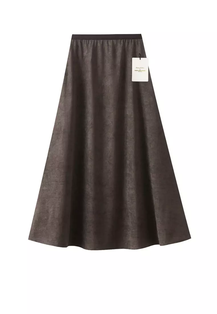‌Draped Suede Umbrella Skirt AF-2218