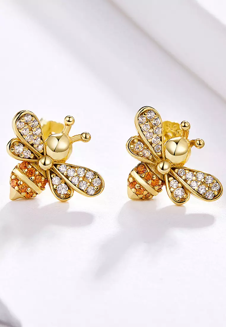 Gold bee stud on sale earrings