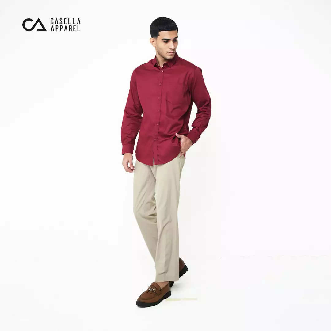 Casella Kemeja Pria Lengan Panjang Polos | Kemeja Premium Gallant 7774 Maroon
